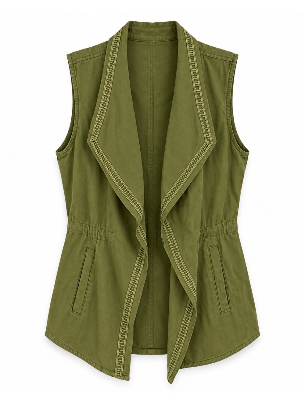 Mudd Olive Green Sleeveless Open Front Utility Vest Womens Size S